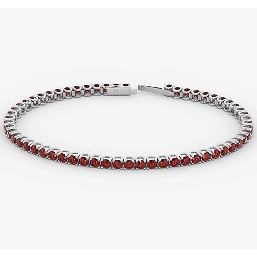 Bracelet Tennis Rubis Or Blanc 14K 5.90 Carats Bijoux Neuf - HarryChadEnt.FR