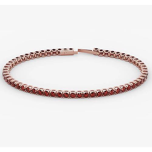 Bracelet Tennis Rubis Or Rose 5.90 Carats Bijoux Neuf - HarryChadEnt.FR