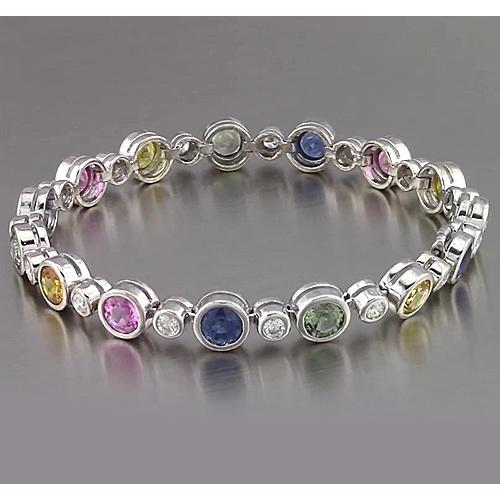 Bracelet Tennis Saphir Multi Couleur Lunette 22.50 Carats Femme Bijoux - HarryChadEnt.FR