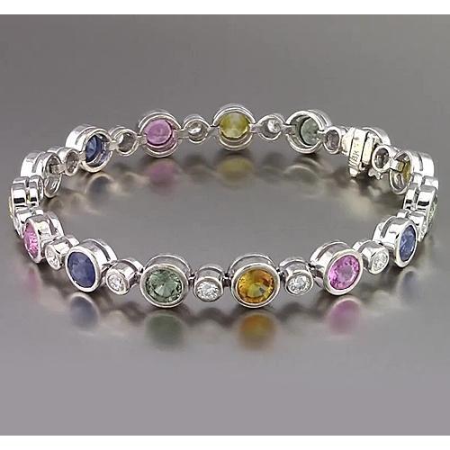 Bracelet Tennis Saphir Multi Couleur Lunette 22.50 Carats Femme Bijoux - HarryChadEnt.FR
