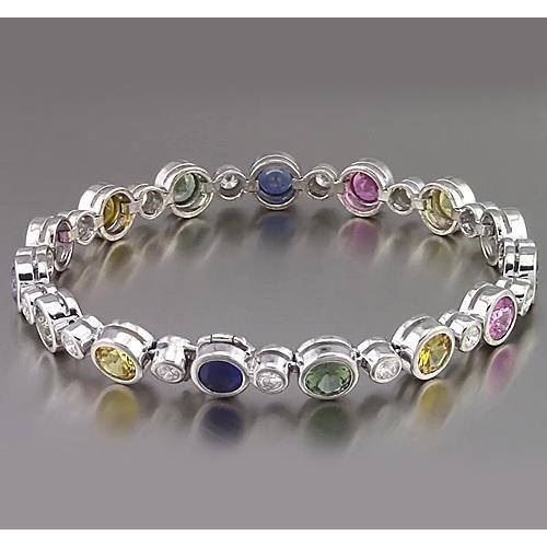 Bracelet Tennis Saphir Multi Couleur Lunette 22.50 Carats Femme Bijoux - HarryChadEnt.FR