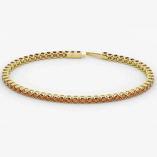 Bracelet Tennis Saphir Orange 5.90 Carats Bijoux Neuf - HarryChadEnt.FR