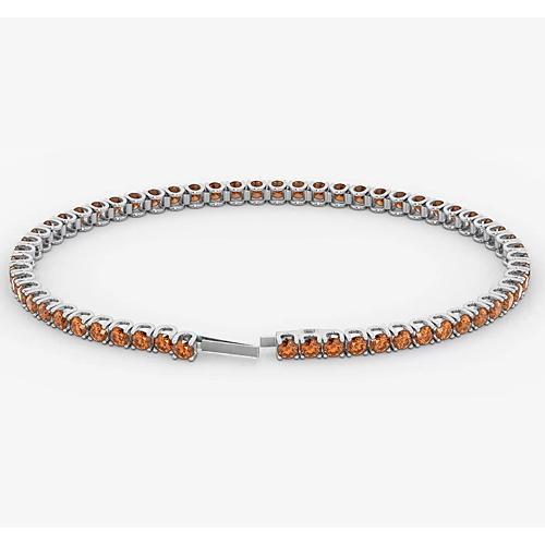 Bracelet Tennis Saphir Orange Femme 5.90 Carats Or Blanc 14K Nouveau - HarryChadEnt.FR