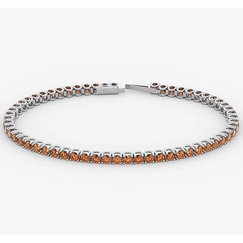 Bracelet Tennis Saphir Orange Femme 5.90 Carats Or Blanc 14K Nouveau - HarryChadEnt.FR