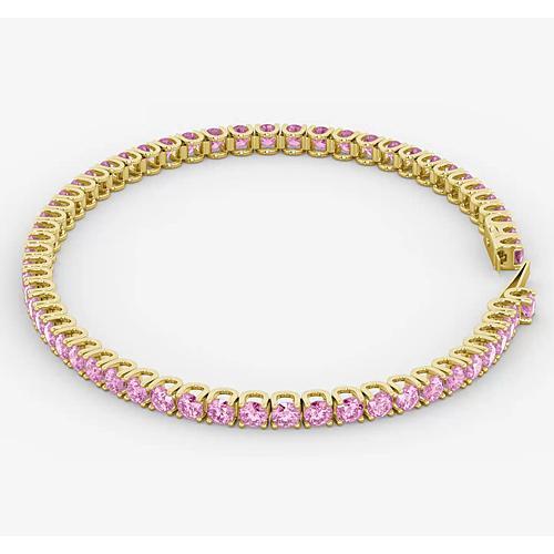 Bracelet Tennis Saphir Rose 5.90 Carats Femme Bijoux Or Blanc - HarryChadEnt.FR