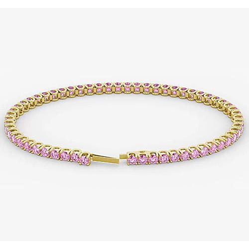 Bracelet Tennis Saphir Rose 5.90 Carats Femme Bijoux Or Blanc - HarryChadEnt.FR