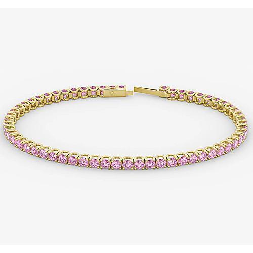 Bracelet Tennis Saphir Rose 5.90 Carats Femme Bijoux Or Blanc - HarryChadEnt.FR