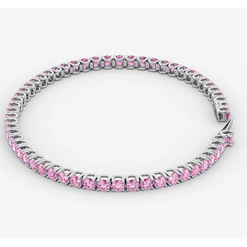 Bracelet Tennis Saphir Rose 5.90 Carats Or Blanc Femme Bijoux - HarryChadEnt.FR