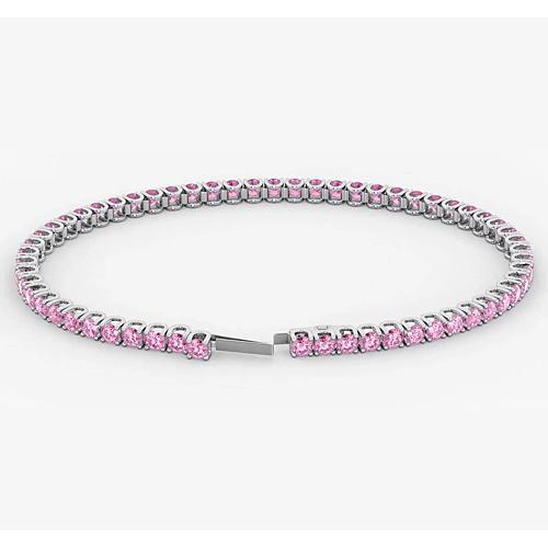 Bracelet Tennis Saphir Rose 5.90 Carats Or Blanc Femme Bijoux - HarryChadEnt.FR
