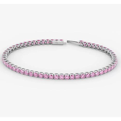 Bracelet Tennis Saphir Rose 5.90 Carats Or Blanc Femme Bijoux - HarryChadEnt.FR