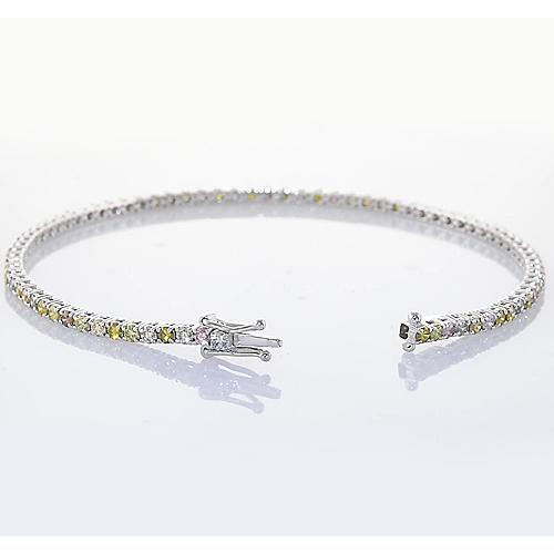 Bracelet Tennis Saphir Rose. Jaune. Vert & Blanc Griffe 4 Carats - HarryChadEnt.FR