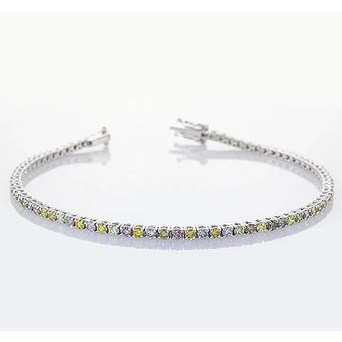Bracelet Tennis Saphir Rose. Jaune. Vert & Blanc Griffe 4 Carats - HarryChadEnt.FR