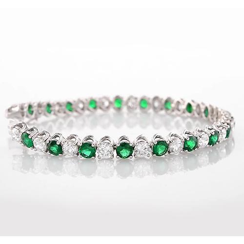 Bracelet Tennis Vert Emeraude & Diamant 33.25 Carats Femme Bijoux - HarryChadEnt.FR