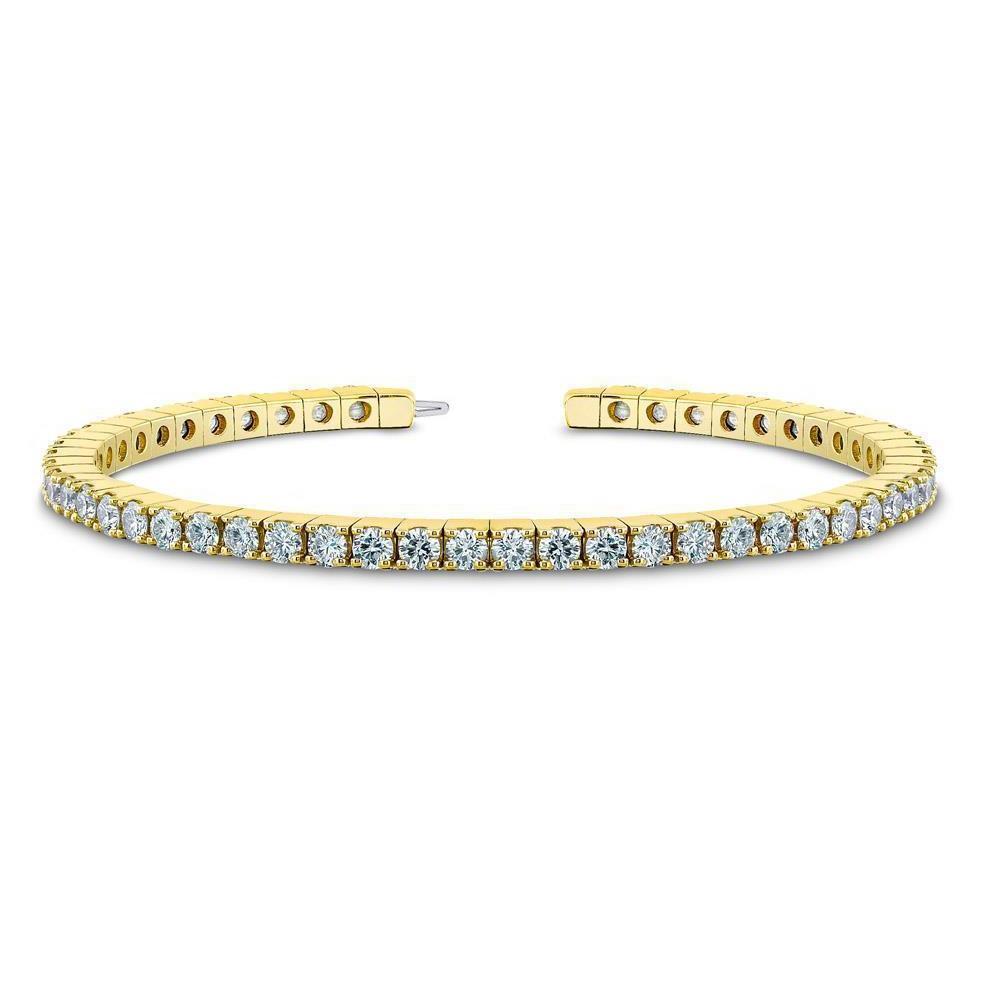 4.95 Carats Bracelet Tennis Diamant Rond Or Jaune 14K - HarryChadEnt.FR