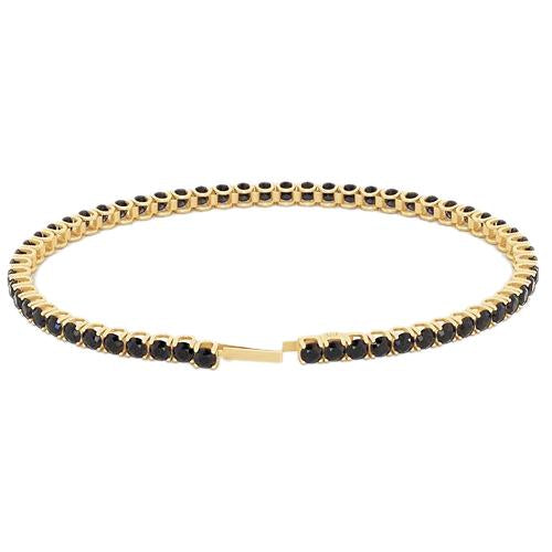 Bracelet Tennis Diamant Noir 5.90 Carats F Vs1 Or Jaune 14K - HarryChadEnt.FR