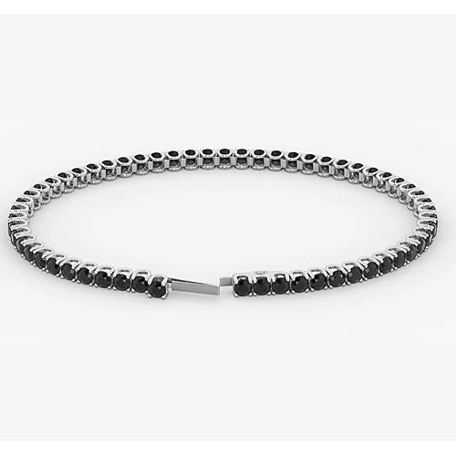 Bracelet Tennis Diamant Noir 5.90 Carats Or Blanc 14K Bijoux - HarryChadEnt.FR