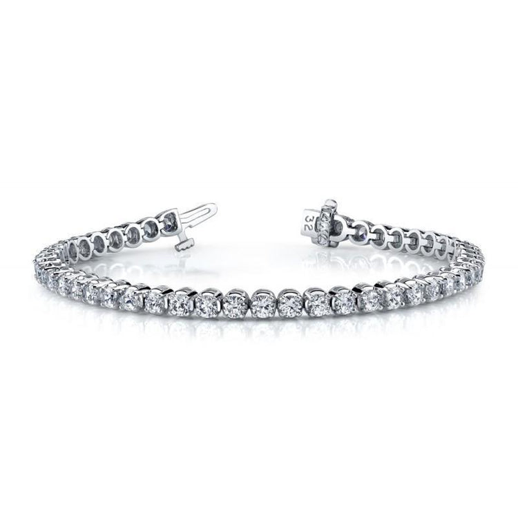 Bracelet Tennis Or Blanc 14K Diamants Scintillants 7.20 Carats - HarryChadEnt.FR