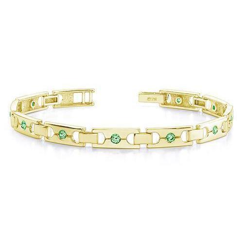 Bracelet à maillons à boucle unique avec émeraudes vertes rondes de 2.50 ct Yg 14K - HarryChadEnt.FR