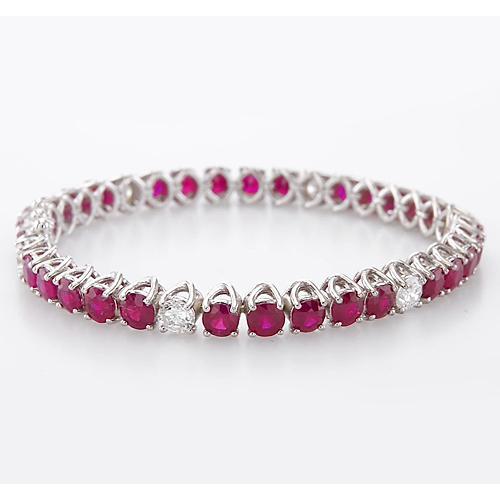 Bracelet de tennis diamant rubis 44.75 carats ensemble de griffes bijoux pour femmes - HarryChadEnt.FR