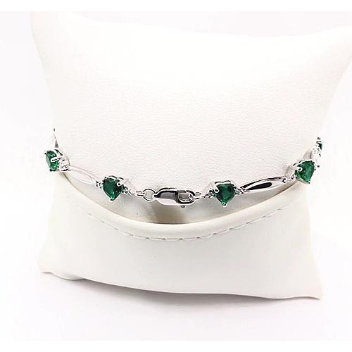Bracelet diamant en forme de coeur émeraude verte 9.54 carats bijoux - HarryChadEnt.FR