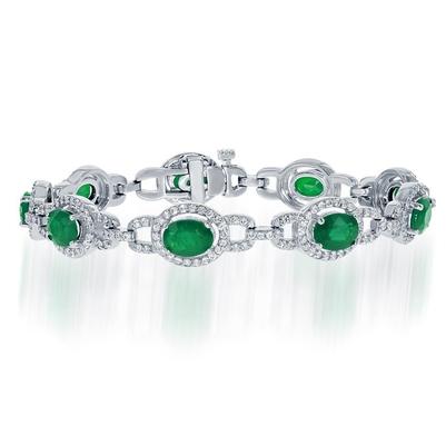 Bracelet émeraude verte ovale de 15 ct avec diamants - HarryChadEnt.FR