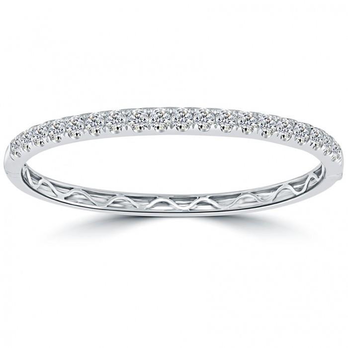 Bijoux jonc diamant rond 7 carats en or blanc - HarryChadEnt.FR
