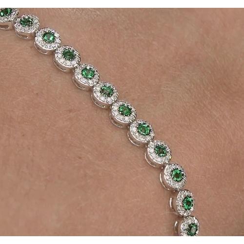 Bracelet tennis diamant 12 carats serti griffes saphir vert - HarryChadEnt.FR