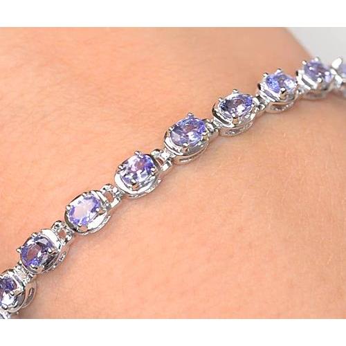 Bracelet tennis diamant saphir bleu serti de griffes bijoux 18 carats - HarryChadEnt.FR