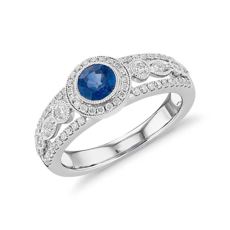 Ceylan Sapphire Jewelry Halo Diamond Ring Or 14K 1.75 Ct - HarryChadEnt.FR