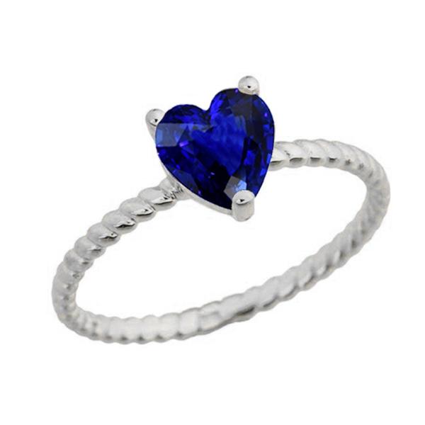 Ceylan Sapphire Solitaire Bague En Forme De Coeur Style Corde 1.50 Carats - HarryChadEnt.FR