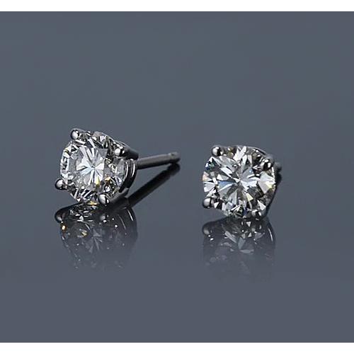 Clous d'Oreille Diamants 1.20 Carats Or Blanc 14K Rond F Vs1 - HarryChadEnt.FR