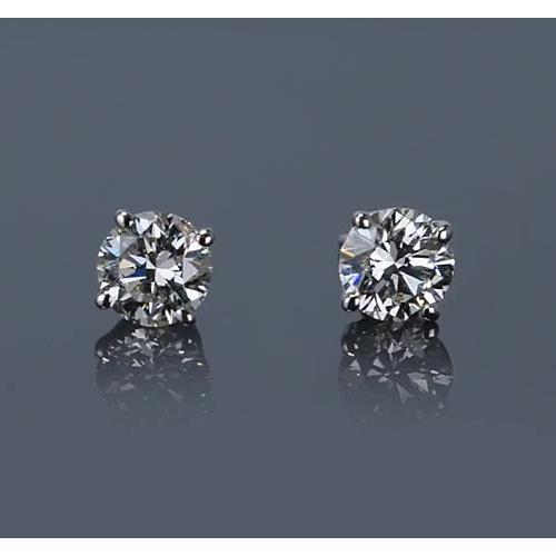 Clous d'Oreille Diamants 1.20 Carats Or Blanc 14K Rond F Vs1 - HarryChadEnt.FR