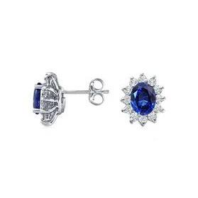 Clous ovales en saphir bleu du Sri Lanka et diamants 5.40 carats - HarryChadEnt.FR