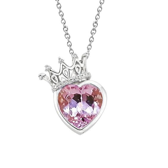 Collier Diamant Pendentif Coeur Cut Kunzite Rose Or 15.50 Carats 14K - HarryChadEnt.FR