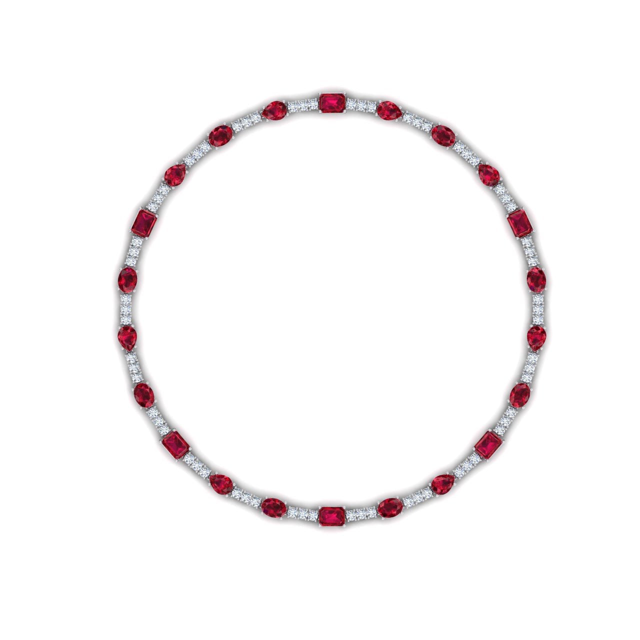 Collier Diamant Rouge Rubis 46.50 Carats Bijoux Pierres Précieuses
