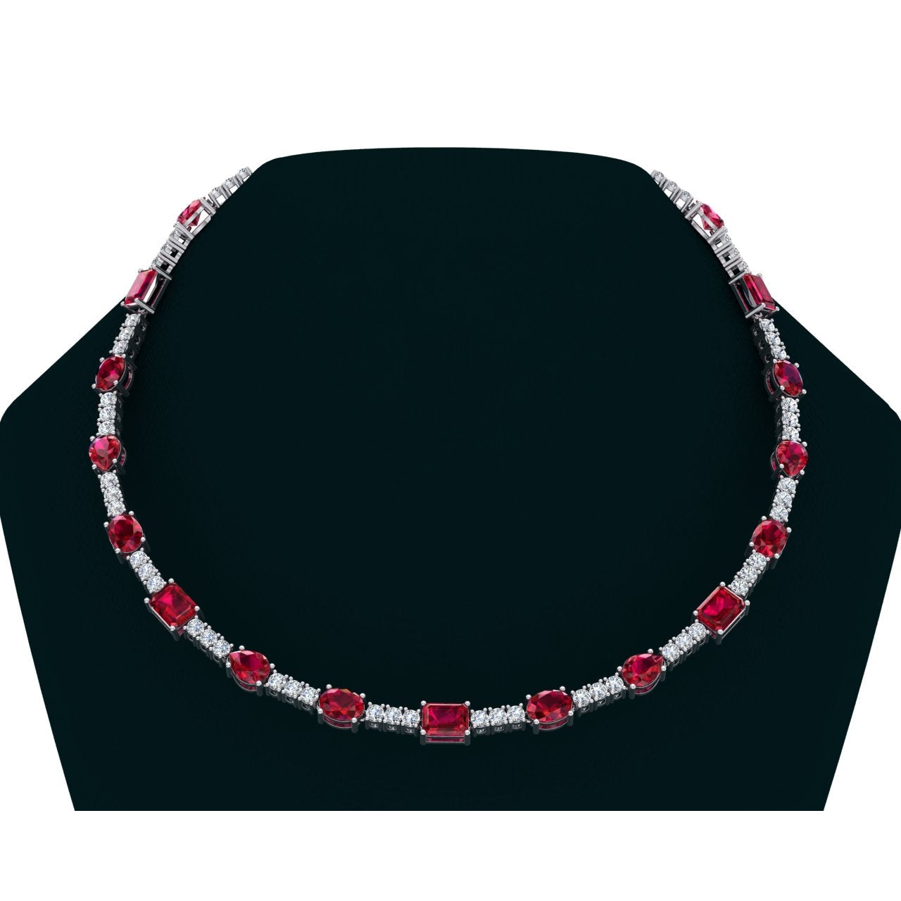 Collier Diamant Rouge Rubis 46.50 Carats Bijoux Pierres Précieuses