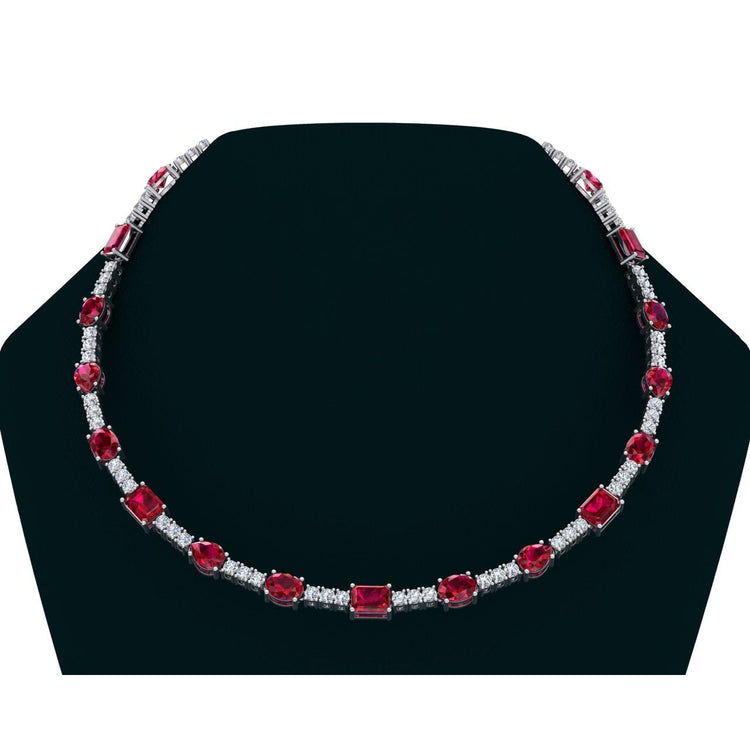 Collier Diamant Rouge Rubis 46.50 Carats Bijoux Pierres Précieuses