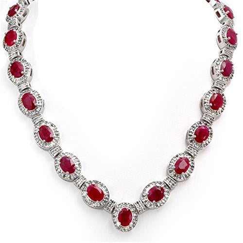 Collier Femme Rubis Ovale Et Diamants 35.50 Carats Or 14K - HarryChadEnt.FR