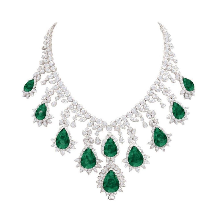 Collier Grosse Emeraude Verte & Diamants Blancs 228.35 Carats Neuf - HarryChadEnt.FR