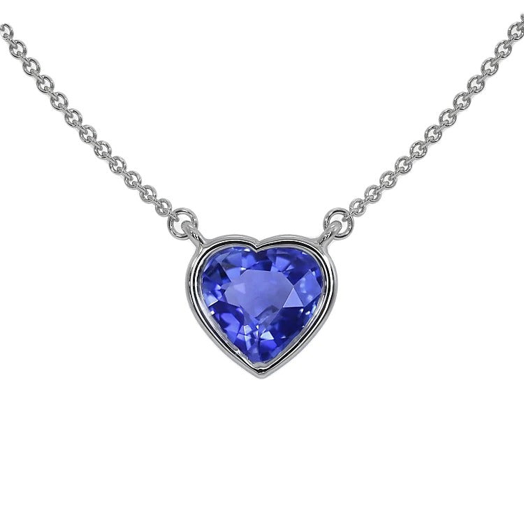 Collier Oreille de Chien Coeur Pierre Précieuse Solitaire Pendentif Lunette 2 Carats quilates