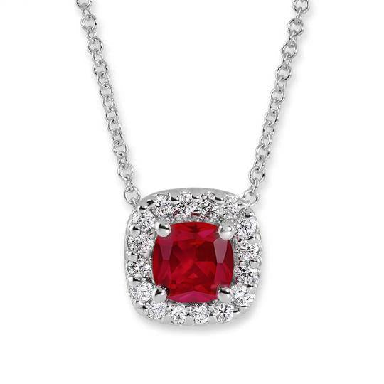 Collier Pendentif Avec Chaîne 3.65 Ct. Rubis Et Diamants Or Blanc - HarryChadEnt.FR
