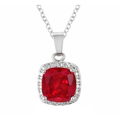 Collier Pendentif Avec Chaîne Solitaire Or Blanc 13 Ct Rubis Rouge - HarryChadEnt.FR