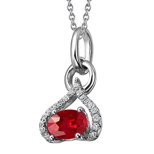 Collier Pendentif Forme Coeur 5.60 Carats Rubis Et Diamants WG 14K - HarryChadEnt.FR