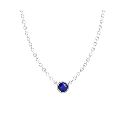 Collier Pendentif Lunette Saphir Bleu Solitaire Rond 0.50 quilates