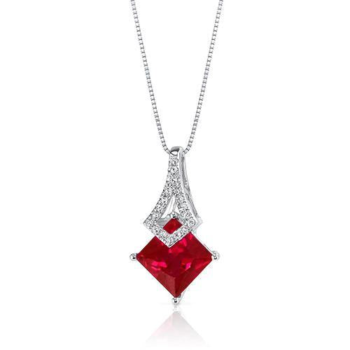 Collier Pendentif Or Blanc 14K 4.50 Ct Rubis Et Diamants - HarryChadEnt.FR