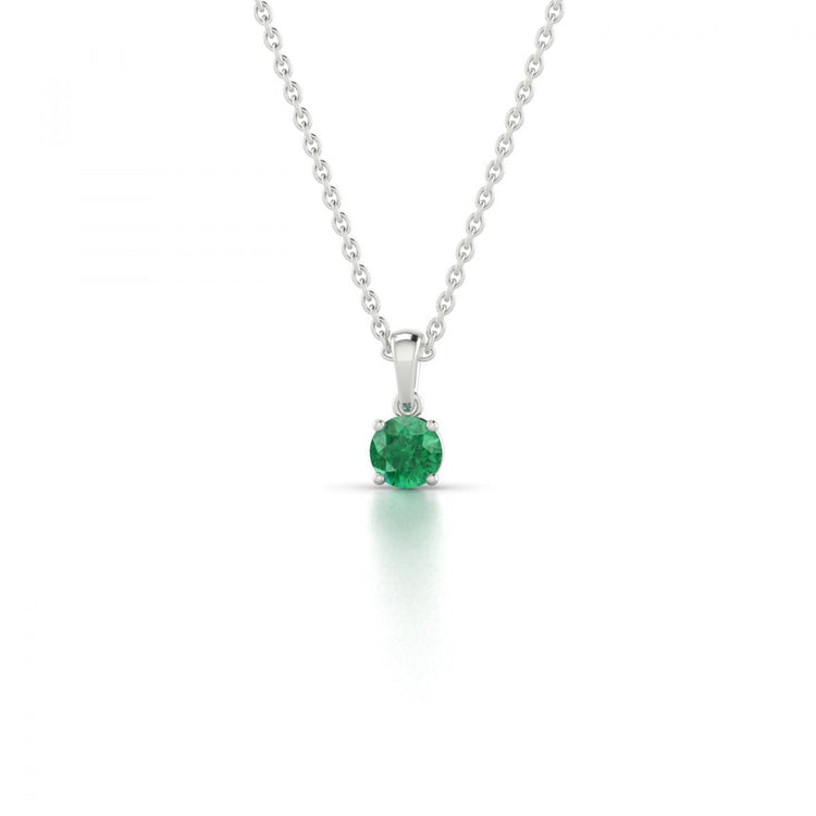 Collier Pendentif Rond Solitaire Vert Emeraude Pierres Précieuses 3 Carats - HarryChadEnt.FR