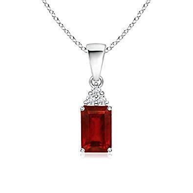 Collier Pendentif Rubis Rouge Avec Diamants 4.50 Carats Or Blanc 14K - HarryChadEnt.FR