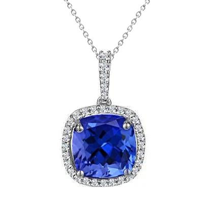 Collier Pendentif Tanzanite De 4.25 Ct Avec Diamants Blanc - HarryChadEnt.FR