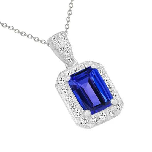 Collier Pendentif Tanzanite & Diamants 14.30 Ct Avec Chaîne En Or 14K - HarryChadEnt.FR