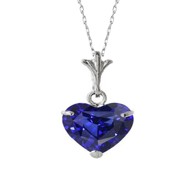 Collier Solitaire Coeur Pierre Précieuse Or Blanc 2.50 quilates